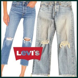 Levis Wedgie Straight Uncovered Truth Crop Light Fading Destroyed Jeans (26x26)